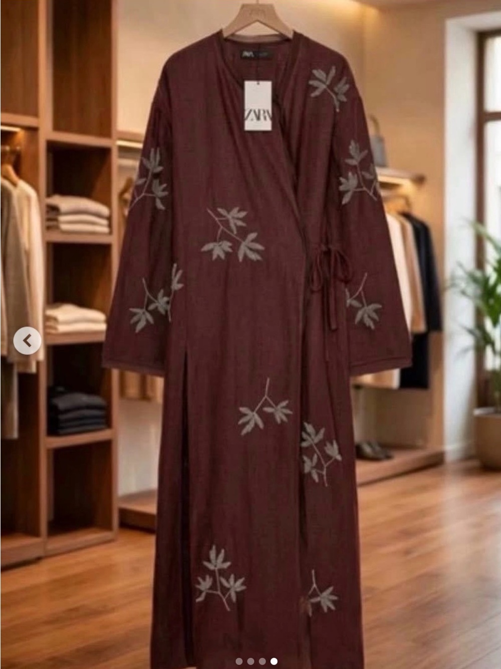 Zara Brown Embroidered Tie-Front Cape
